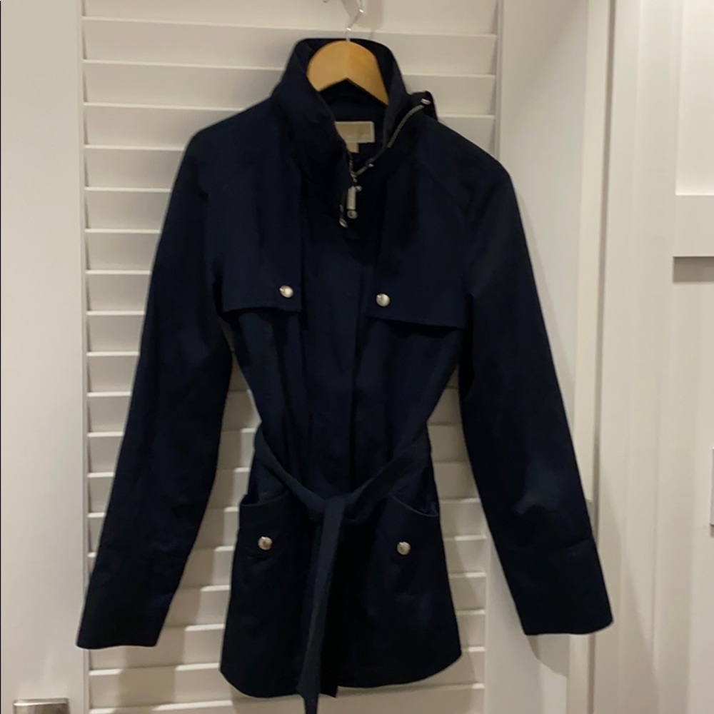 Michael Kors black belted water resistant jacket